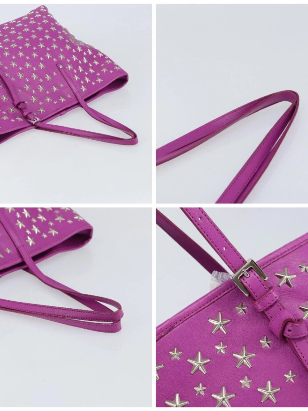 Jimmy Choo Studs Tote Bag Leather Purple Silver Auth yk20140 - Picture 16 of 16
